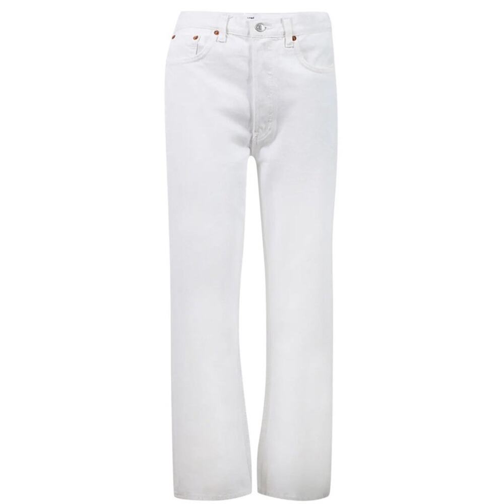 RE/DONE 90s High Rise Ankle Crop Vintage White Jeans Preppy Quiet Luxury Sz 28